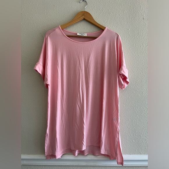 Zenana short sleeve pink top plus size 2X stretchy Essential - Picture 1 of 6